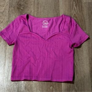 One Step Up Magenta Short Sleeve Top